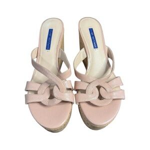 7W Stuart Weitzman Cadence Cork+Leather Platform Wedge Beige/Blush/Pink